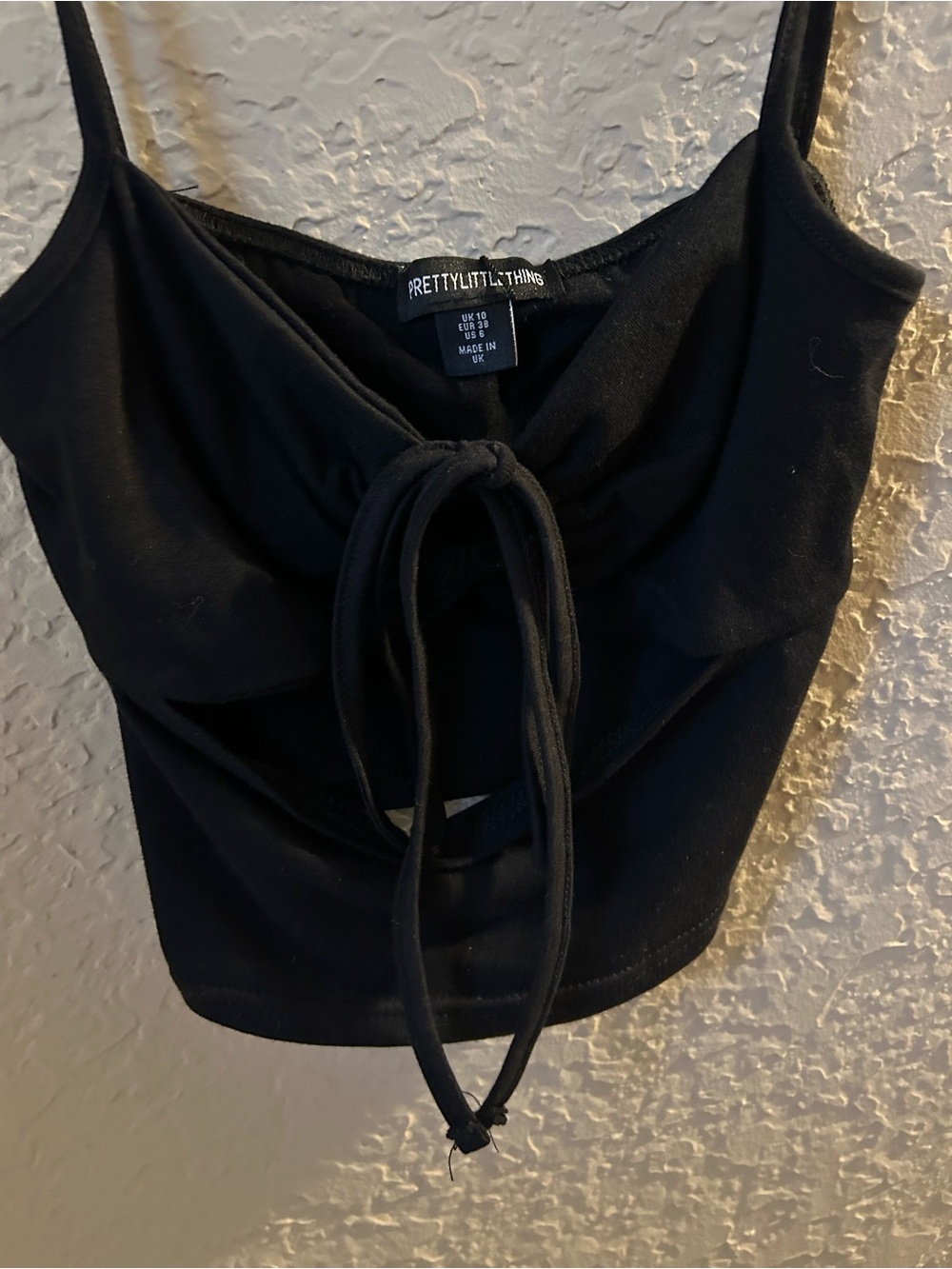 PrettyLittleThing Black Tie-Front Cropped Cami